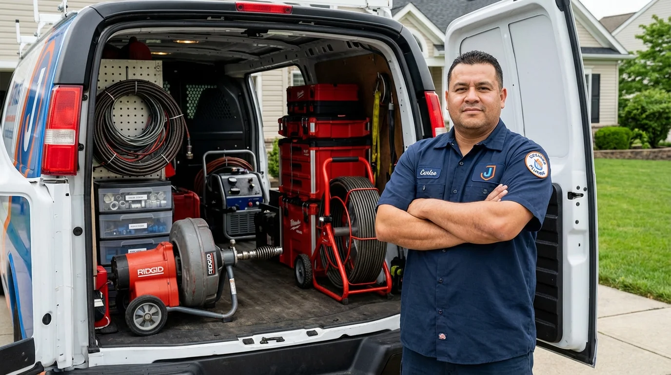 Professional drain cleaning equipment and Johns Plumbing LLC plumber in Canoga Park